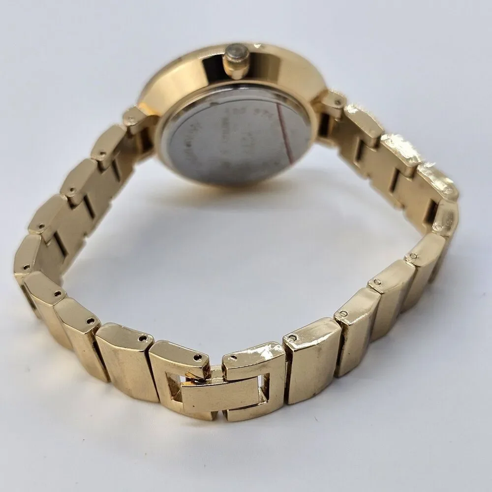 34MM Flowers Dial‎ Women's Watch Gold Tone Bracelet Band 7.25
